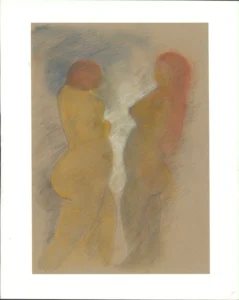 Zwei Figuren (Studie) Farbige Zeichnung auf Papier