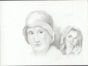 Frau mit Hut (Studie nach Jan van Eyck) Bleistift auf Papier
